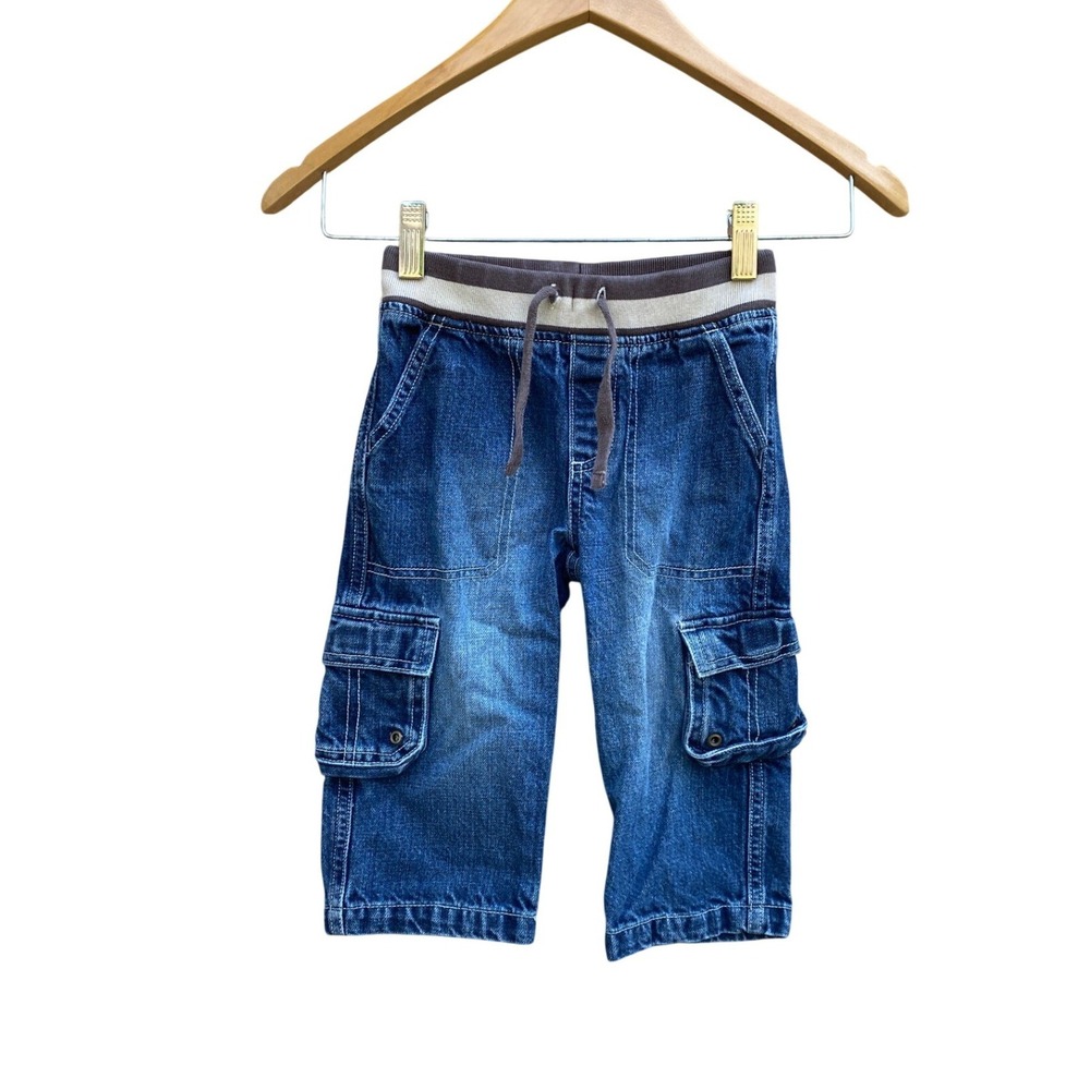 Gymboree Cargo Pants Denim Elastic Waist 18-24 Months Blue Utility Jeans Kids